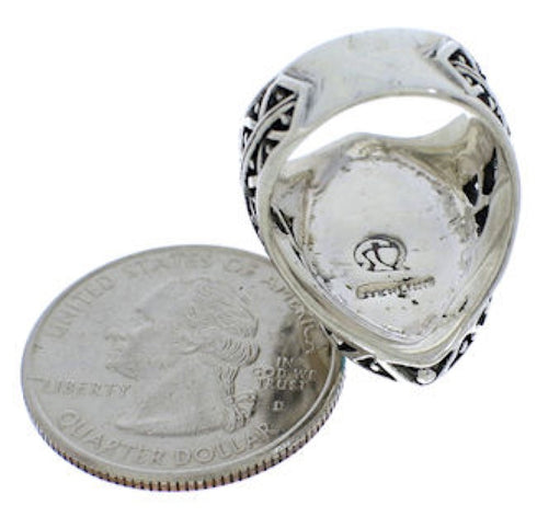 Southwestern Turquoise Silver Ring Size 5-1/4 TX38958